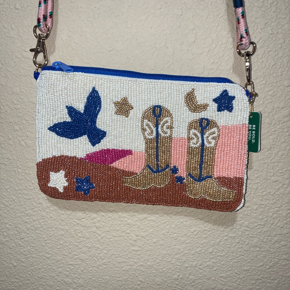Beaded Western Theme crossbody and Clutch